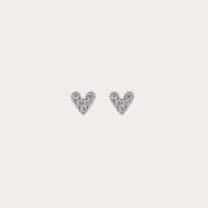 Diamond Coloured Heart Stud Barbell Earrings