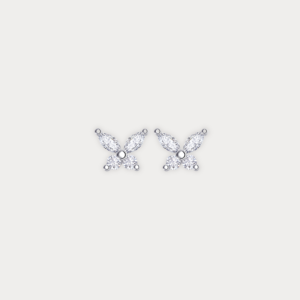 JASMINE Diamond Butterfly Sterling Silver Ear Studs