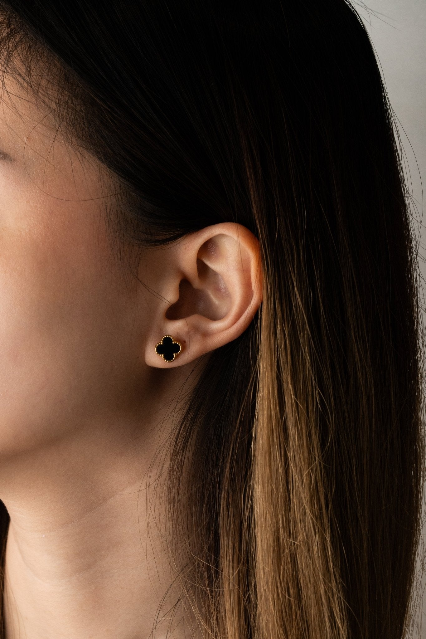 Black Clover Stud Earrings - Image 2