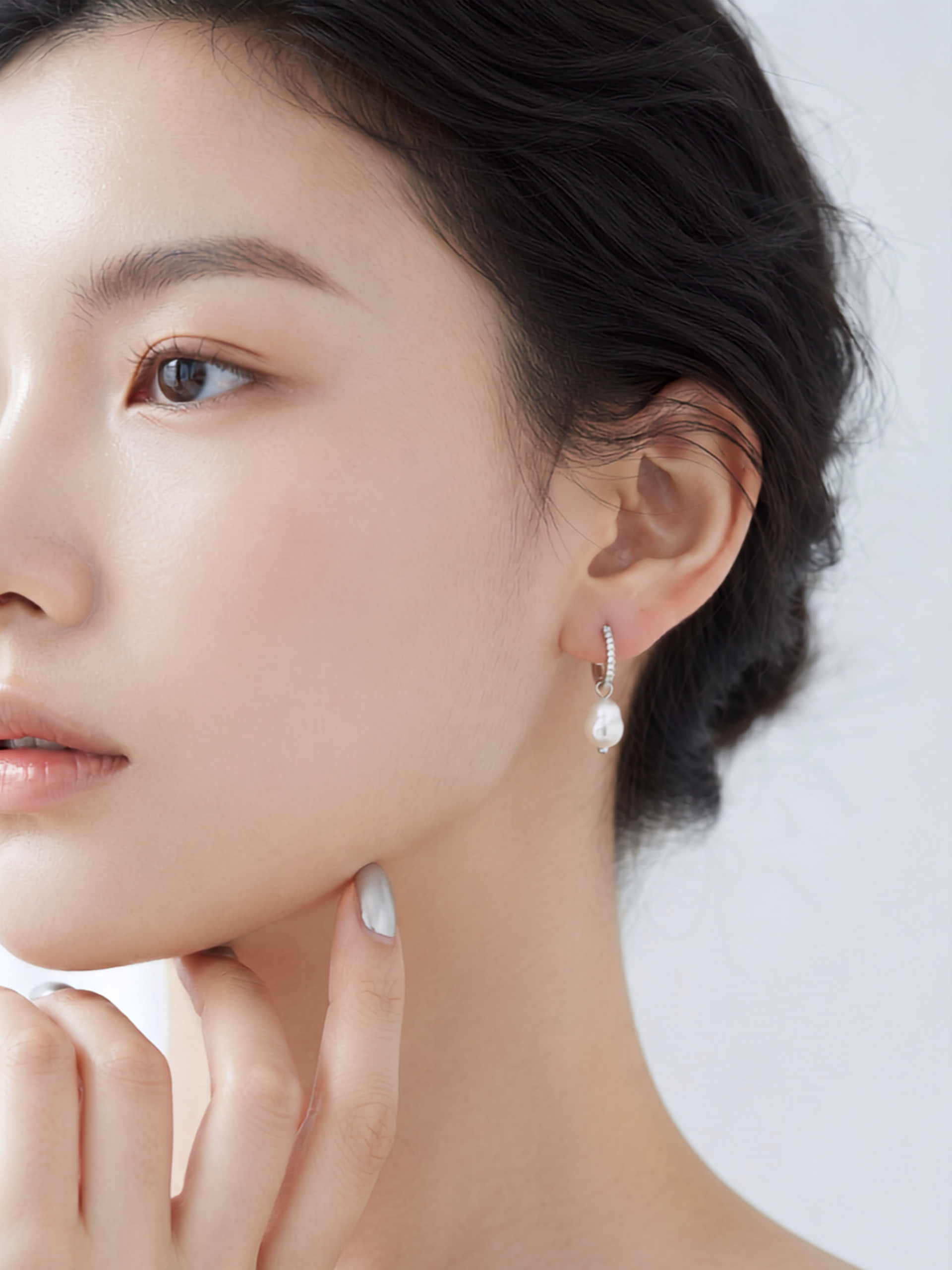 LUMI Baroque Pearls Sterling Silver Ear Hoops - Image 2