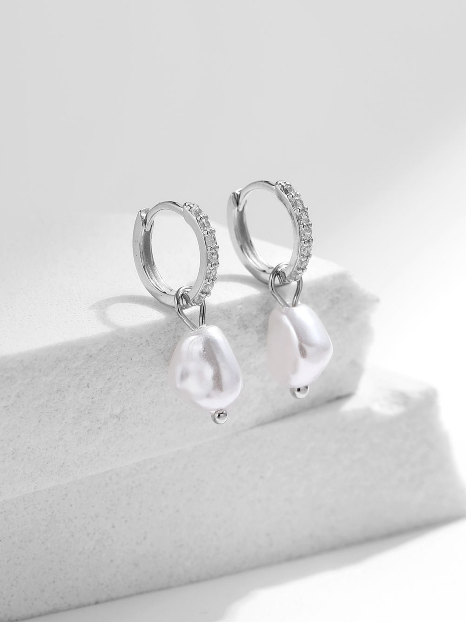 LUMI Baroque Pearls Sterling Silver Ear Hoops - Image 3