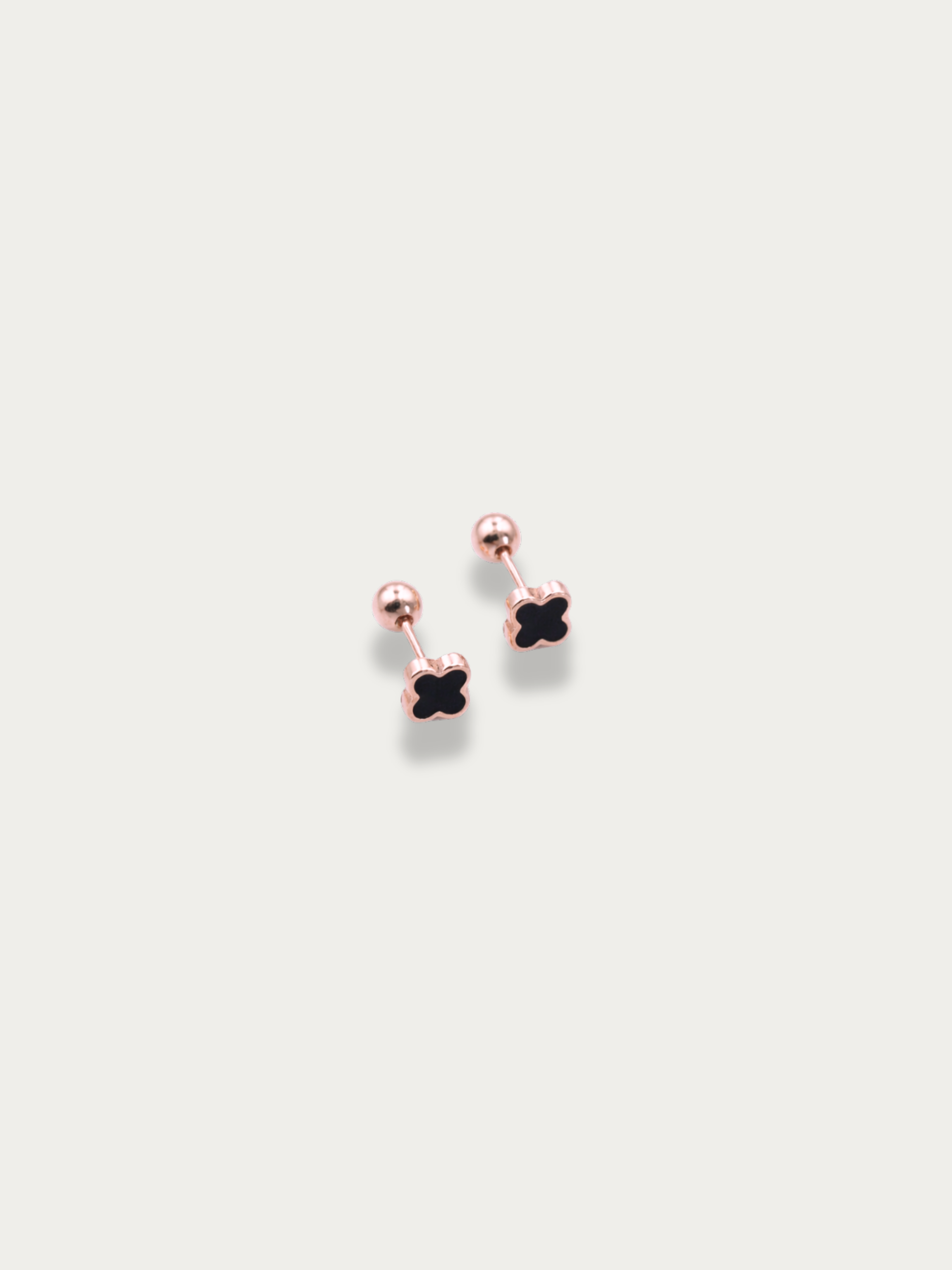 Black Clover Stud Barbell Earrings - Image 3