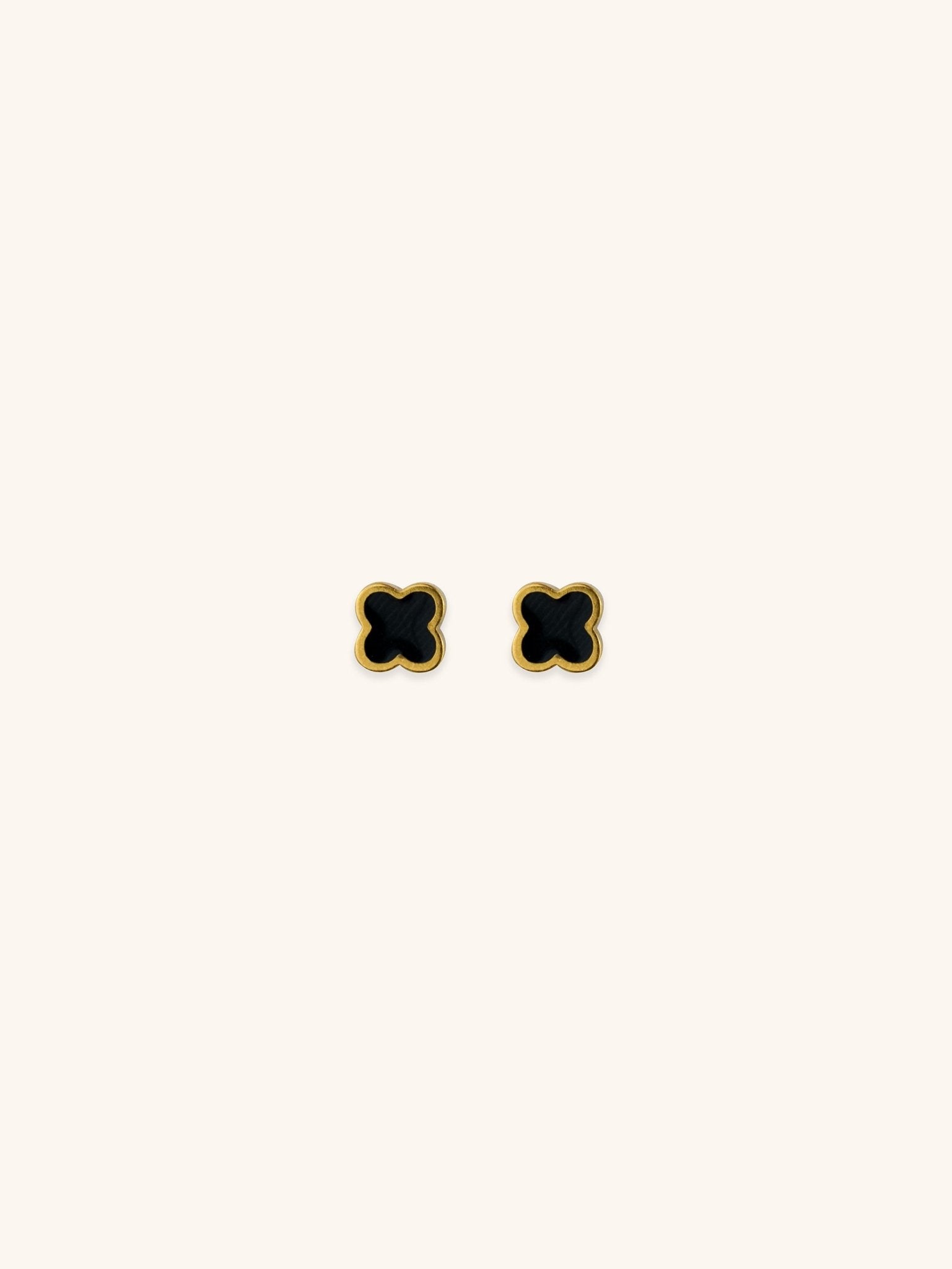 Black Clover Stud Barbell Earrings - Image 2