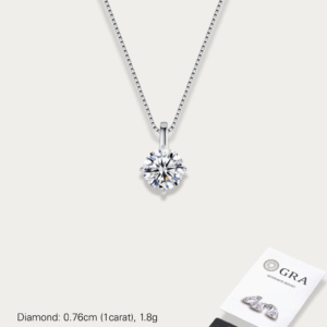 Cosette Classic Moissanite Necklace – 1 Carat Round Brilliant Cut