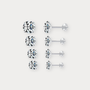 ELLA Diamond Sterling Silver Ear Studs