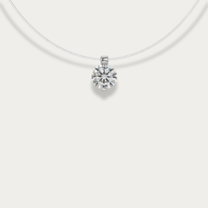 Mini Courtney Floating Solitaire Diamond Sterling Silver Necklace