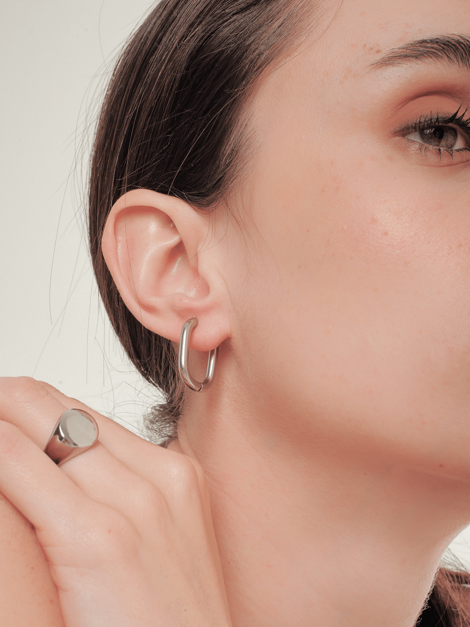 Rainnie Oval Ear Hoops - Image 2